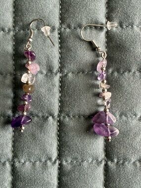 Amethyst Chip Drop Earrings - Women's Purple Beaded Jewelry